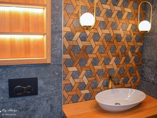 Banyo Tasarımı, NEG ATÖLYE İÇ MİMARLIK NEG ATÖLYE İÇ MİMARLIK Moderne Badezimmer Keramik Holznachbildung