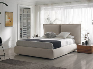 NOX _ изголовье HODEI, MOBENIA® MOBENIA® Dormitorios minimalistas Textil Ámbar/Dorado
