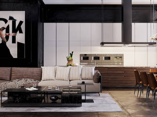 Black house by VITTAGROUP , VITTAGROUP VITTAGROUP Minimalist living room