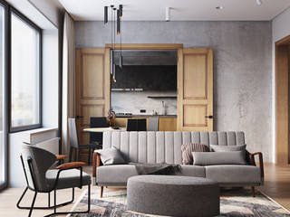 Квартира в Гагаринском районе, Hills Design Hills Design Salon minimaliste