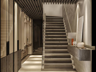 VİLLA PROJESİ, WALL INTERIOR DESIGN WALL INTERIOR DESIGN Modern corridor, hallway & stairs