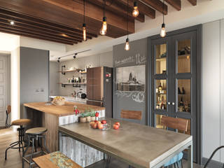 小鎮工業風酒吧, 陶璽空間設計 陶璽空間設計 Industrial style dining room Wood Wood effect
