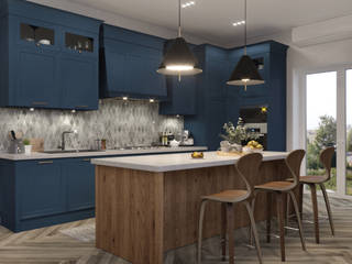 Синяя кухня, 3D GROUP 3D GROUP Cocinas de estilo clásico