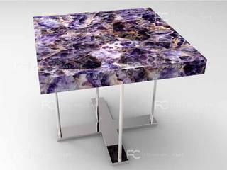 Natural stone made Amethyst End Table-SKU19063, Parash Stones Parash Stones モダンデザインの ダイニング 大理石