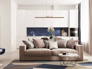 Дизайн двухкомнатной квартиры в ЖК Big Time (Биг Тайм), GM-interior GM-interior Kitchen Blue