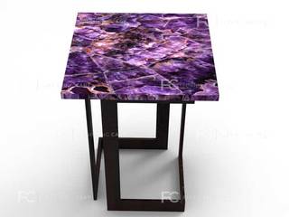 Semiprecious Gemstone Amethyst Coffee Table, Parash Stones Parash Stones حديقة داخلية رخام