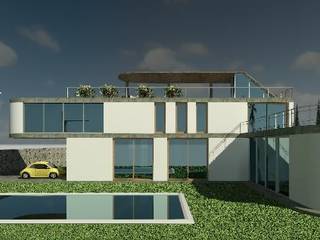 Vista Sur Este Piscina Marco Giugliano Casas estilo moderno: ideas, arquitectura e imágenes Concreto Blanco