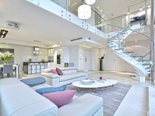 HOME STAGING APARTAMENTU 220M² NA SPRZEDAŻ, Better Home Interior Design Better Home Interior Design Modern living room Glass Beige