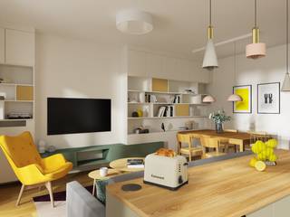 PROJEKT MIESZKANIA 62M² W STYLU SKANDYNAWSKIM, Better Home Interior Design Better Home Interior Design Phòng khách phong cách Bắc Âu