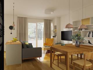 PROJEKT MIESZKANIA 62M² W STYLU SKANDYNAWSKIM, Better Home Interior Design Better Home Interior Design Phòng khách phong cách Bắc Âu