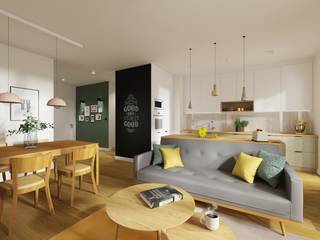 PROJEKT MIESZKANIA 62M² W STYLU SKANDYNAWSKIM, Better Home Interior Design Better Home Interior Design 北欧デザインの リビング