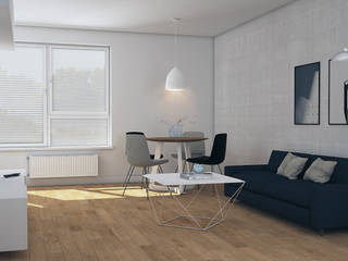 PROJEKT MIESZKANIA 40M² DLA SINGLA W STYLU SKANDYNAWSKIM, Better Home Interior Design Better Home Interior Design Phòng khách phong cách Bắc Âu