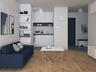 PROJEKT MIESZKANIA 40M² DLA SINGLA W STYLU SKANDYNAWSKIM, Better Home Interior Design Better Home Interior Design 北欧デザインの リビング