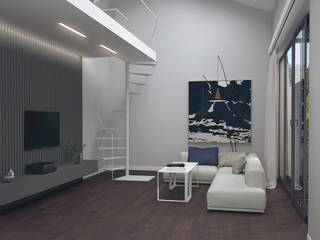 PROJEKT SALONU Z ANTRESOLĄ W STYLU MINIMALISTYCZNYM, Better Home Interior Design Better Home Interior Design Вітальня