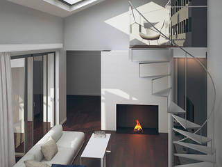PROJEKT SALONU Z ANTRESOLĄ W STYLU MINIMALISTYCZNYM, Better Home Interior Design Better Home Interior Design Minimalist living room