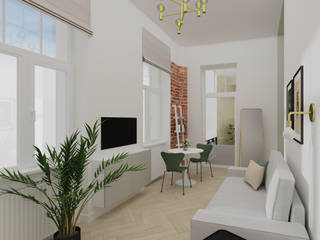 PROJEKT MIESZKANIA 25M² NA WYNAJEM, Better Home Interior Design Better Home Interior Design オリジナルデザインの リビング