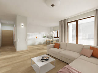 PROJEKT MIESZKANIA 110M² W STYLU NOWOCZESNYM, Better Home Interior Design Better Home Interior Design モダンデザインの リビング