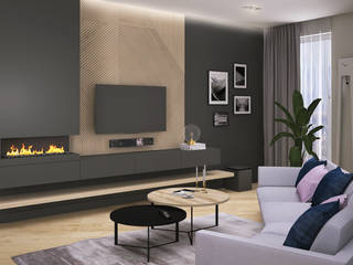 PROJEKT MIESZKANIA 78M² W STYLU NOWOCZESNYM, Better Home Interior Design Better Home Interior Design Вітальня