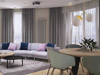 PROJEKT MIESZKANIA 78M² W STYLU NOWOCZESNYM, Better Home Interior Design Better Home Interior Design Phòng khách