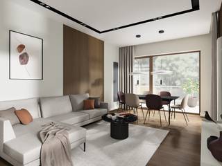 PROJEKT MIESZKANIA 110M² W STYLU NOWOCZESNYM, Better Home Interior Design Better Home Interior Design Phòng khách