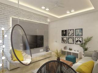 1 BHK interior at Goregaon ,Mumbai By N design Studio,Mumbai, N design studio,Interior Designer Mumbai N design studio,Interior Designer Mumbai Salas de estar modernas