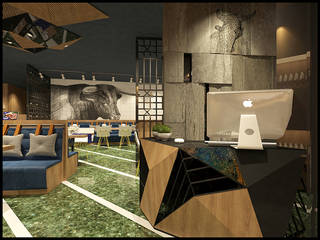奧蒂牛排館門市室裝設計案, 辰居設計園 辰居設計園 Industrial style dining room Slate