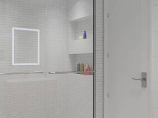 Clean, modern shower room, VARNODESIGN VARNODESIGN Modern bathroom Tiles