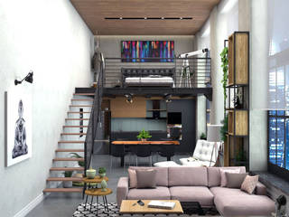 Loft com Mezanino, Studio AS Arquitetura e Interiores Studio AS Arquitetura e Interiores Merdivenler