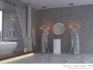 MODEREN BİR BANYO TASARIMI, İç Mimarist İç Mimarist Phòng tắm phong cách tối giản Đá hoa