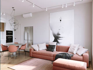 Apartment in Moscow, Insight Vision GmbH Insight Vision GmbH 现代客厅設計點子、靈感 & 圖片 Multicolored