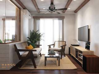 Thiết kế nội thất căn hộ chung cư Sunrise Riverside, Namoo Design Namoo Design Salas de estar asiáticas