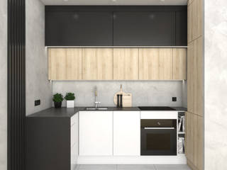 Industrialne mieszkanie dla singla, VINSO Projektowanie Wnętrz VINSO Projektowanie Wnętrz Built-in kitchens