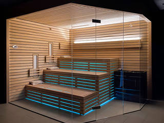 Individuelle Sauna mit indirekter LED-Beleuchtung und Farblicht | KOERNER Saunamanufaktur, KOERNER SAUNABAU GMBH KOERNER SAUNABAU GMBH 사우나