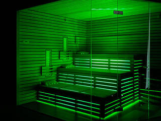 Individuelle Sauna mit indirekter LED-Beleuchtung und Farblicht | KOERNER Saunamanufaktur, KOERNER SAUNABAU GMBH KOERNER SAUNABAU GMBH Sauna