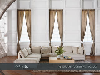 Cortinas, Persianas Jaramillo B CDMX Persianas Jaramillo B CDMX Salones modernos Textil Ámbar/Dorado