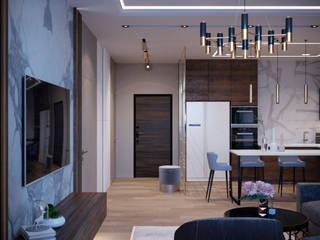 Проект московской квартиры, metrixdesign metrixdesign Minimalistische Wohnzimmer