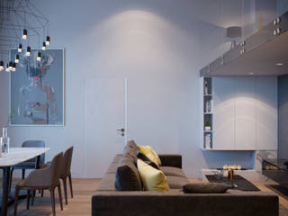 Двухуровневая квартира в Олимппарке, metrixdesign metrixdesign Industriale Wohnzimmer