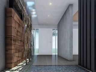 Ingreso - Cochera - Quincho, ARBOL Arquitectos ARBOL Arquitectos Minimalist corridor, hallway & stairs