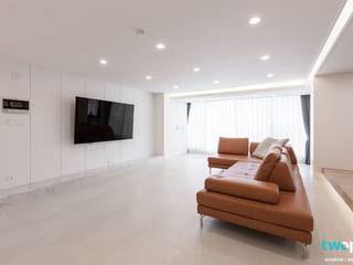 전주인테리어 진흥 더블 파크 50평대 아파트인테리어, 디자인투플라이 디자인투플라이 Modern Living Room