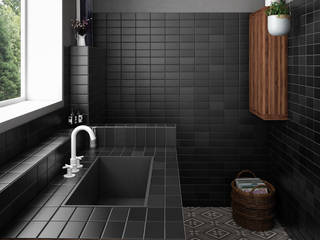 Matelier, Equipe Ceramicas Equipe Ceramicas Industrial style bathroom Tiles Black
