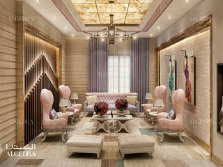 Luxury living room design in Dubai, Algedra Interior Design Algedra Interior Design モダンデザインの リビング