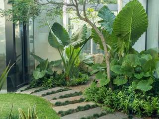 Casa H • Arquitectura paisajista // Proyecto Residencial SPGG, Canelo exteriores Canelo exteriores Jardins de fachada Verde
