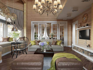 Коттедж в Москве , Design Studio Details Design Studio Details Eclectic style living room