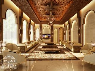 Traditional Islamic guest room design Abu Dhabi, Algedra Interior Design Algedra Interior Design クラシックデザインの リビング
