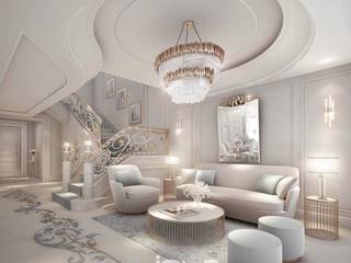 Charming Home Interior Design , IONS DESIGN IONS DESIGN Koloniale Wohnzimmer Stein Grau