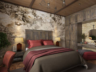 Дизайн спальни в частном доме - коллекции Eden и La Fioritura, Студия Wall Street Студия Wall Street Стены и пол в классическом стиле
