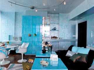 Appartamento a Miami Beach, Blu dipinto di Blu Blu dipinto di Blu Living room Metallic/Silver
