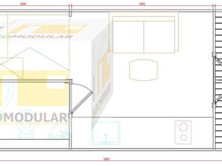 Casa de Madeira Pré-fabricada (Modelo Camp 18), EUROMODULAR EUROMODULAR Espacios comerciales Madera maciza Multicolor