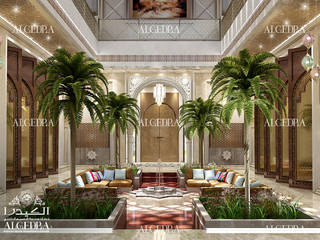 Traditional majlis design in Oman, Algedra Interior Design Algedra Interior Design クラシックデザインの リビング