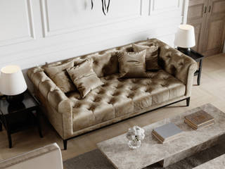 London apartment, 3Dmitri 3Dmitri Living room Textile Amber/Gold